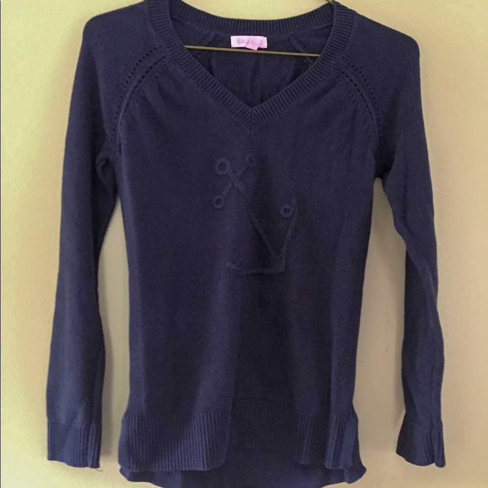 Lilly Pulitzer Navy Cotton Anchor Sweater Size S